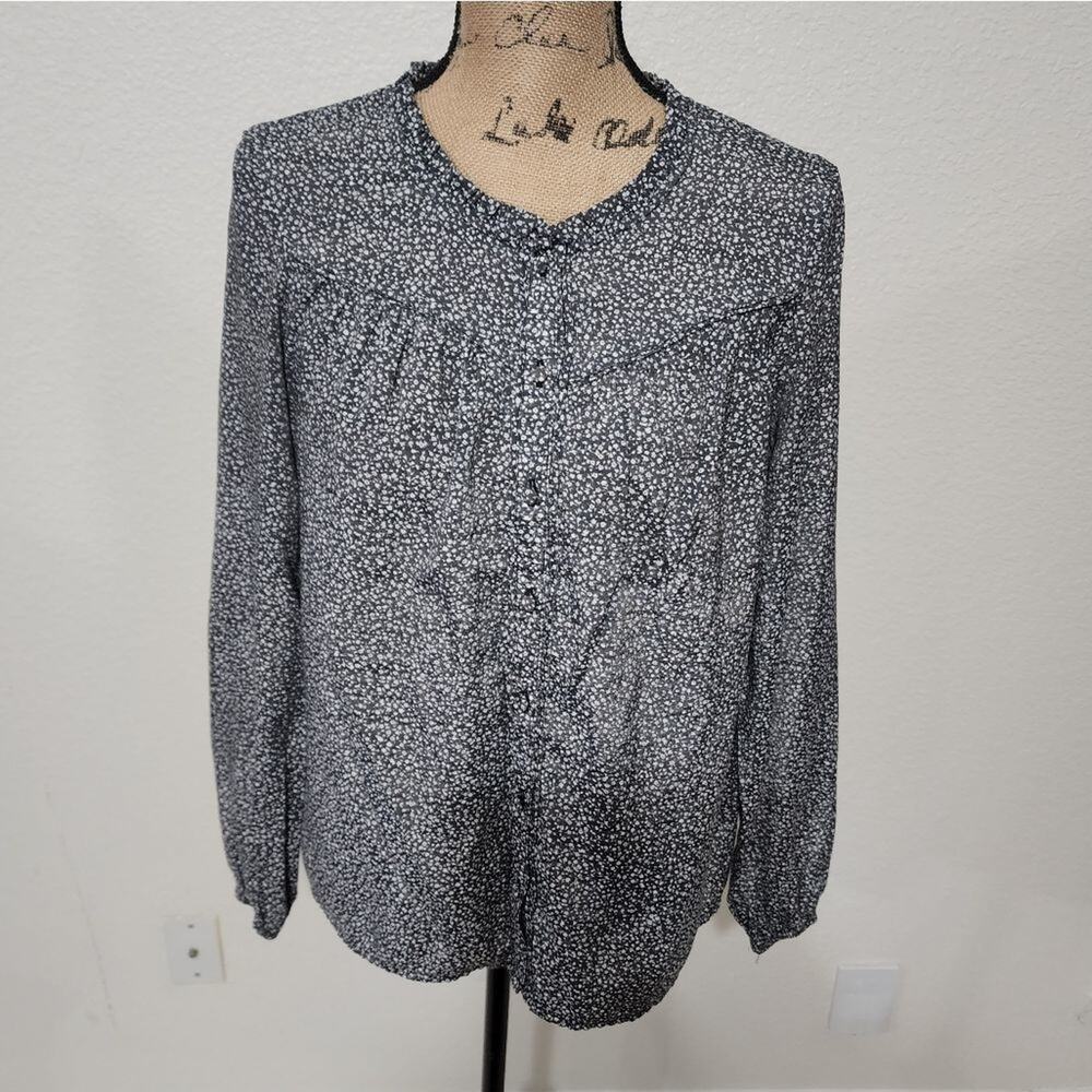 LAUREN Conrad long sleeve prairie western button down blouse shirt size small